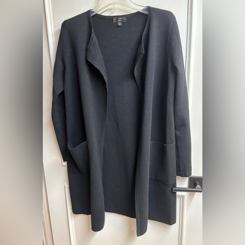 J Crew Black Open Front Cardigan
